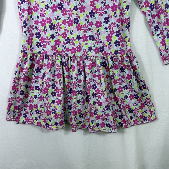 Hanna Andersson Pink Purple Floral Drop Waist Tunic Dress Girl's 140 US 10 - Picture 7 of 11